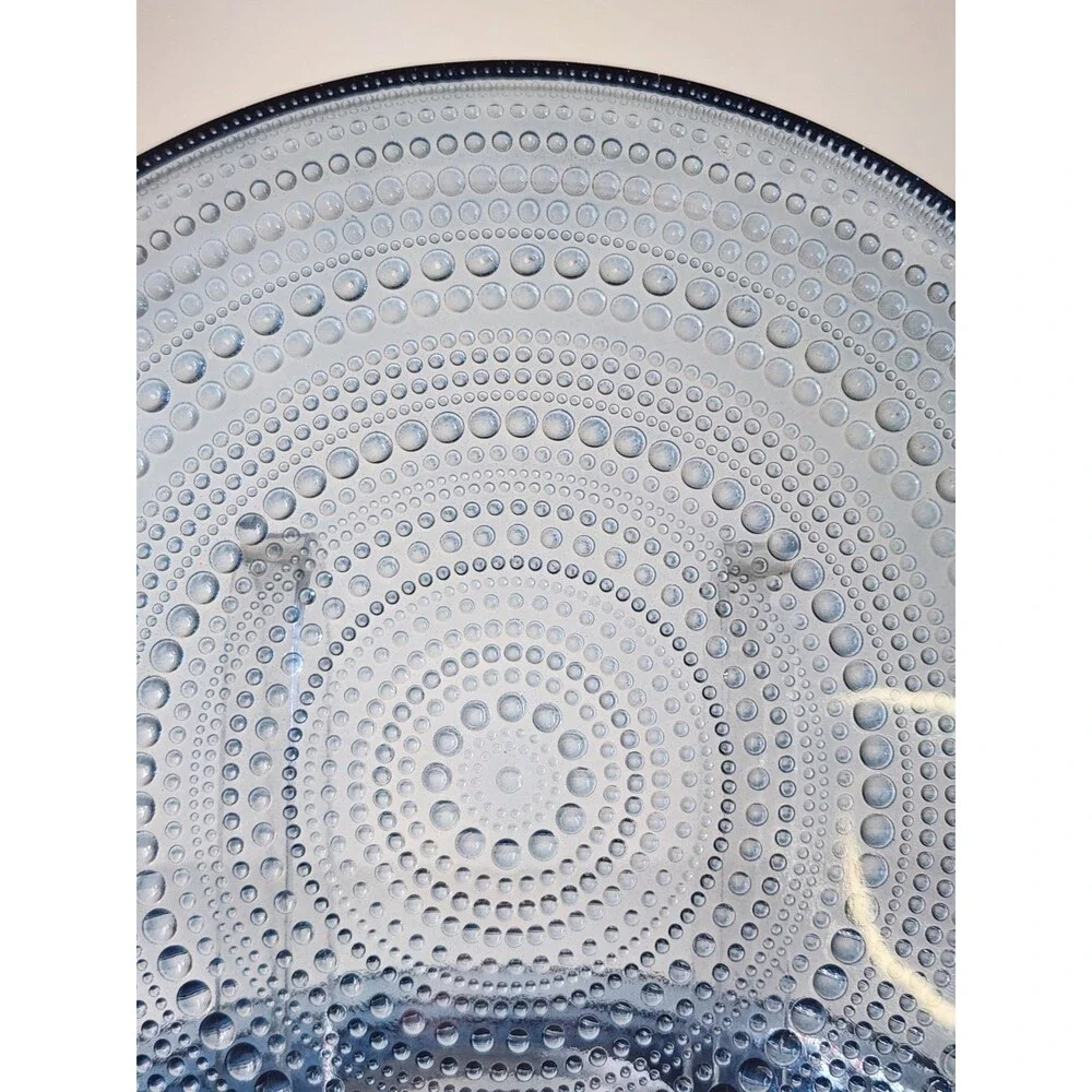 Set of 4 Iittala Kastehelmi Blue Rain Plates Oiva Toikka 9 5/8